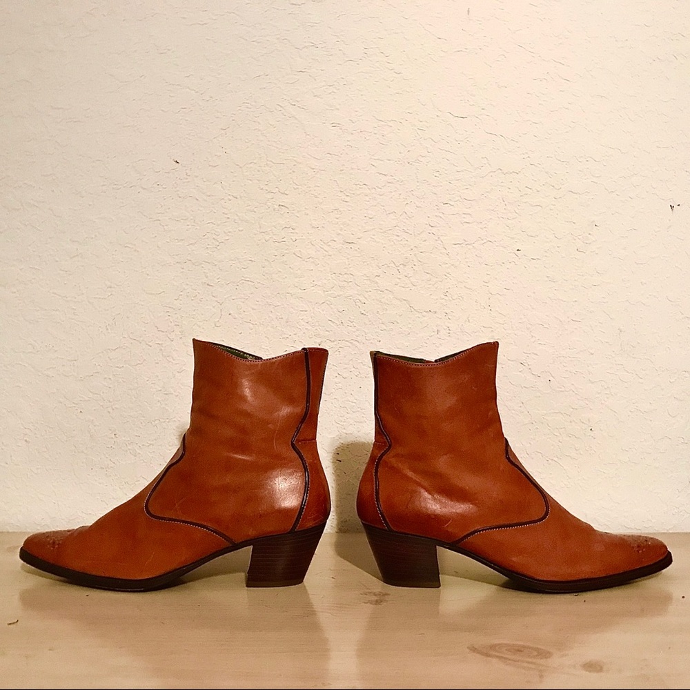 HENRY BEGUELIN PREOWNED SADDLE TAN ANKLE BOOTS 7.5